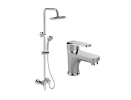 Комплект душ система за стенен монтаж SevaL и 2 бр. смеситили за душ и умивалник