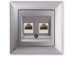 Розетка компютър 2 x RJ45 Visage сребро