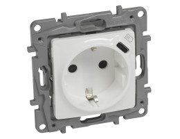 Контакт шуко 2P+E 16А + USB тип C 1.5A 7.5W Бял 764535