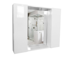Шкаф с огледало с LED осветление за баня 75x15x65 cm