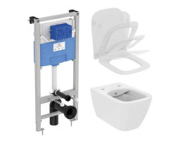 Комплект структура R020467 + T534701 / T500301 конзолна тоалетна чиния и седалка плавно затваряне I.LIFE + бутон по избор