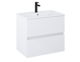 Шкаф Unik N-Cube, 600 x 430 x 565 mm, базов модул с 2 чекмеджета и умивалник, бял гланц