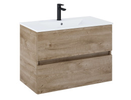 Шкаф Unik N-Cube, 800 x 430 x 565 mm, базов модул с 2 чекмеджета и умивалник, rural oak