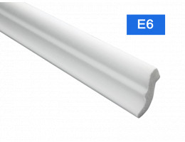 Перваз за таван E-6 от полистирен, 33x32 mm, лукс, бял - 2 m