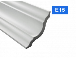 Перваз за таван E-15 от полистирен, 80x80 mm, лукс, бял - 2 m
