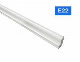 Перваз за таван E-22 от полистирен, 30x30 mm, лукс, бял - 2 m