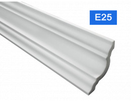 Перваз за таван E-25 от полистирен, 65x65 mm, лукс, бял - 2 m