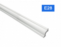 Перваз за таван E-28 от полистирен, 26x26 mm, лукс, бял - 2 m