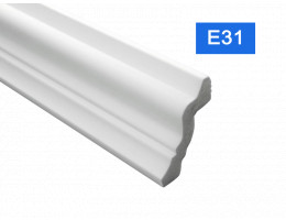 Перваз за таван E-31 от полистирен, 42x55 mm, лукс, бял - 2 m
