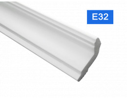 Перваз за таван E-32 от полистирен, 28x52 mm, лукс, бял - 2 m