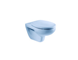 Тоалетна чиния Victoria за окачване на стена, хоризонтално оттичане, светло синя