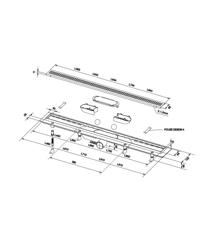 Линеен сифон за под SZA4650 с дължина 650 mm