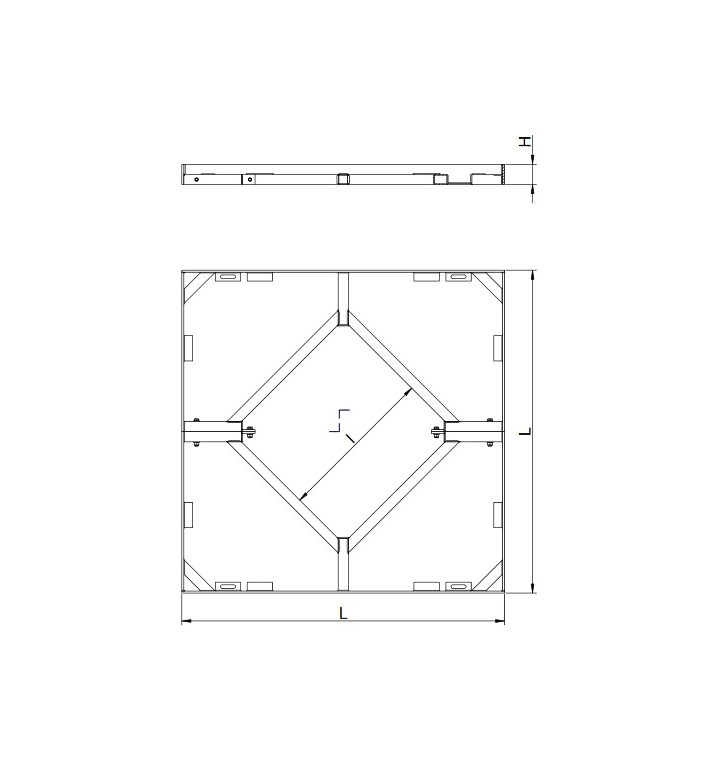 Квадратна рамка (протектор) от 2 части, за дърво EAQ 180/70, 1824 x 1284 mm