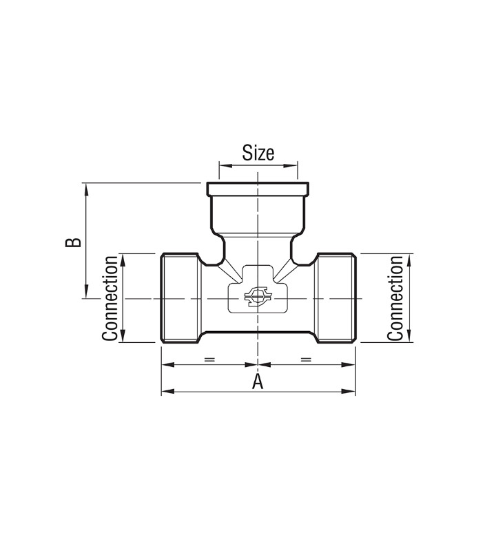 Тройник никелиран 24x19 mm - 20 mm x 1/2 " женска резба