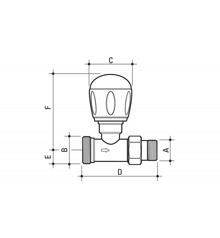 Прав вентил за медни тръби многослоен 24x19 mm - 1/2 "