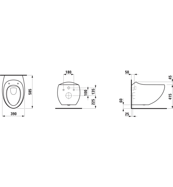 Стенна тоалетна чиния, Ilbagno Alessi, черен мат