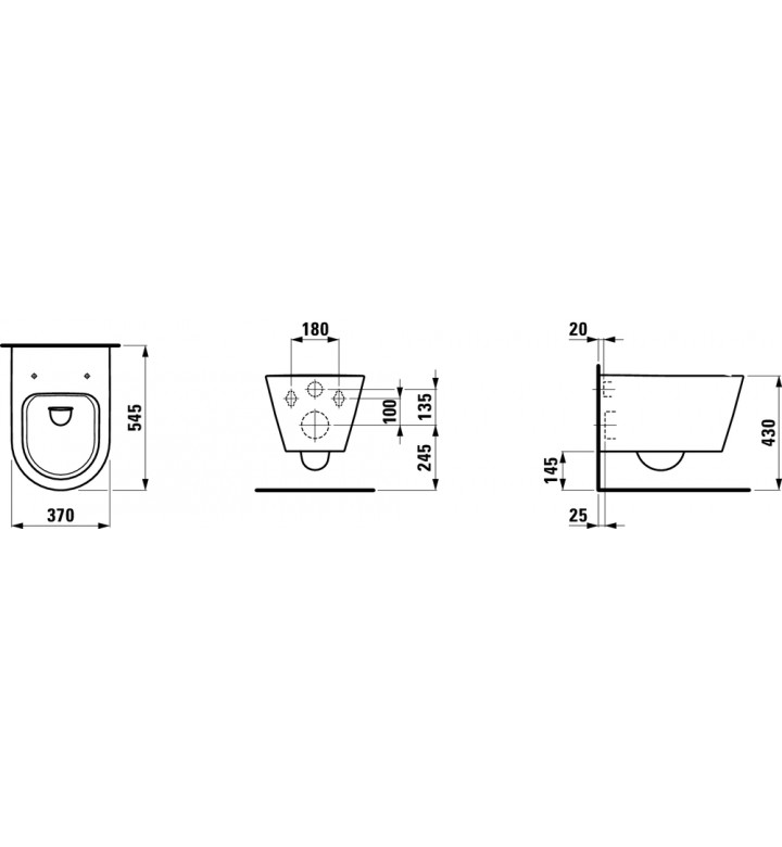 Стенна тоалетна чиния Kartell Riml, порцелан, бял