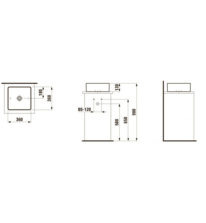 Умивалник Living Square 36/36/13 cm