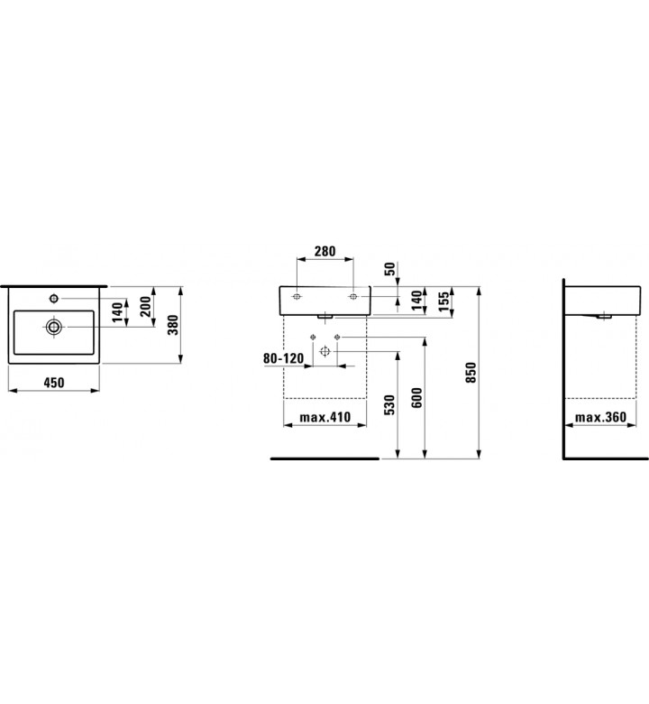 Умивалник Living City 45 sm