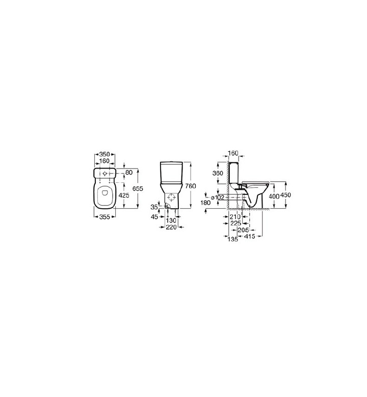 Тоалетна чиния Debba Rimless 655mm, бяла