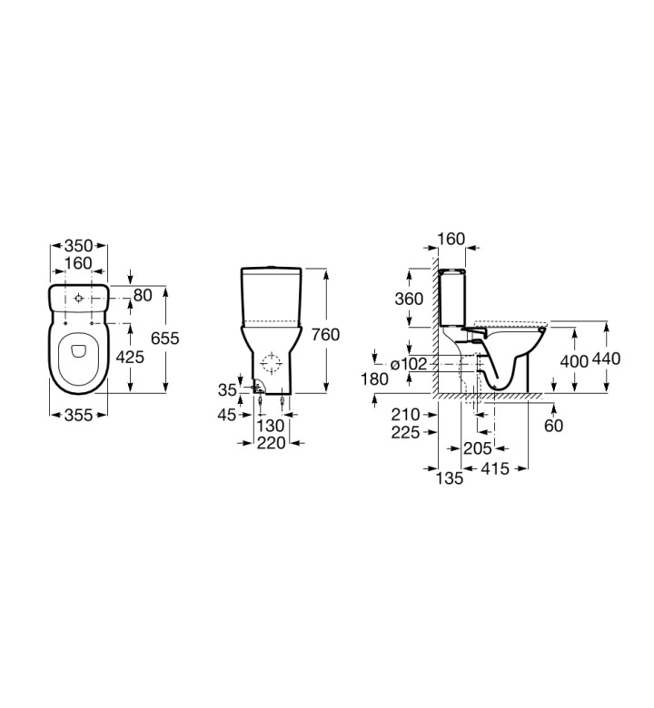 Тоалетна чиния за моноблок Debba Round Rimless