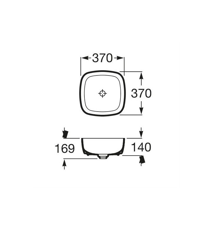 Умивалник за монтаж върху плот, 370 х 370mm, Inspira Soft, Onix