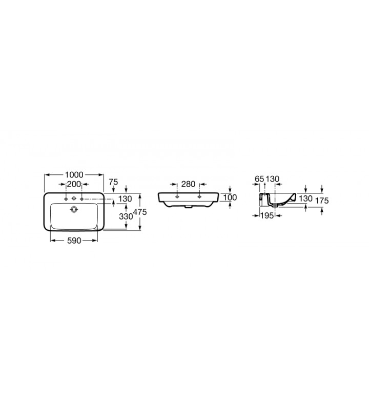 Умивалник Senso Square 1000x475 mm