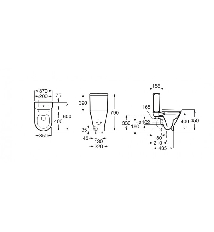 Тоалетна чиния 600 mm Round Rimless The Gap