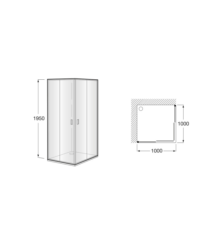 Душ кабина с плъзгаща врата и фиксиран панел 1000x1000 mm Victoria 2L2