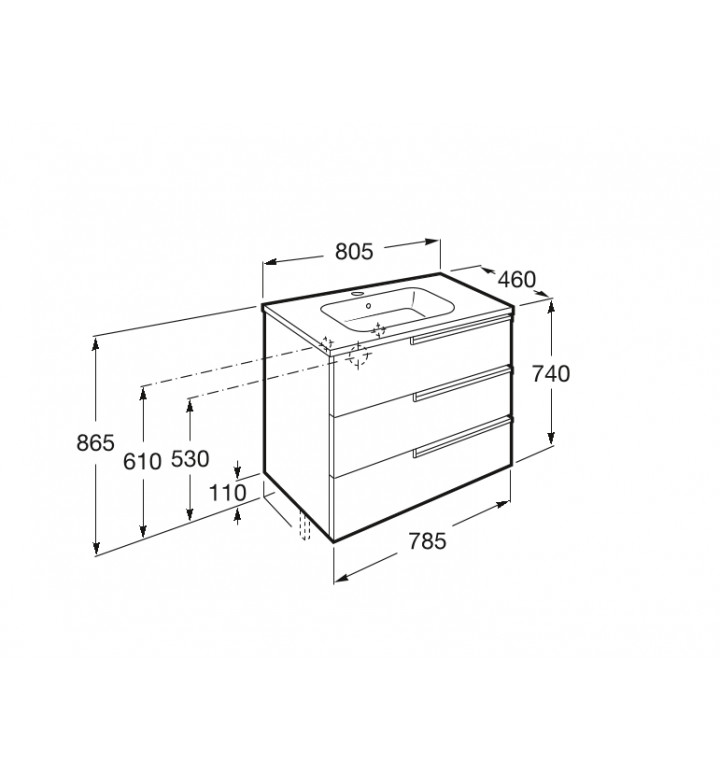 Шкаф с умивалник за баня Unik Family 800 mm Victoria-N