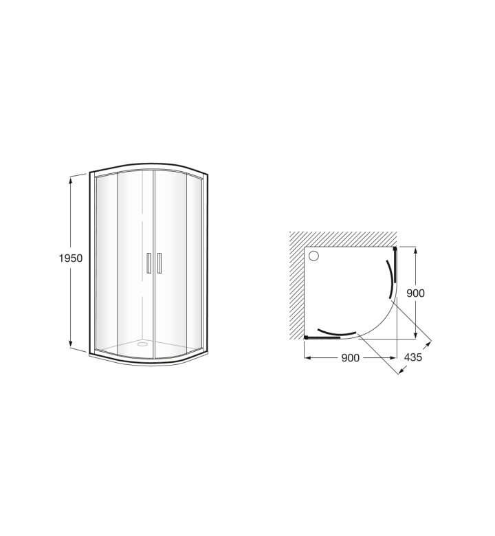 Душ кабина, овал 900x900 mm Ura MR