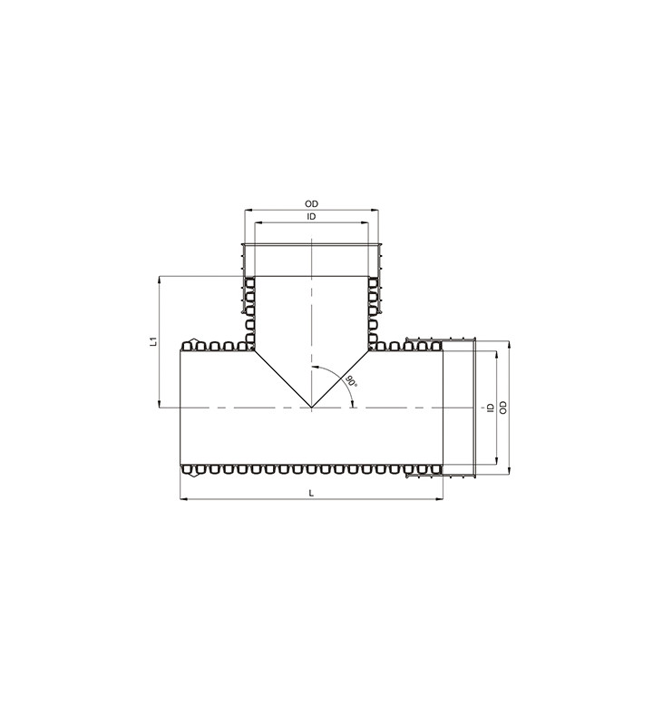 Разклонител канализация PE, SN8, DN/OD ф 110 / 110 mm, 90°, без уплътн.