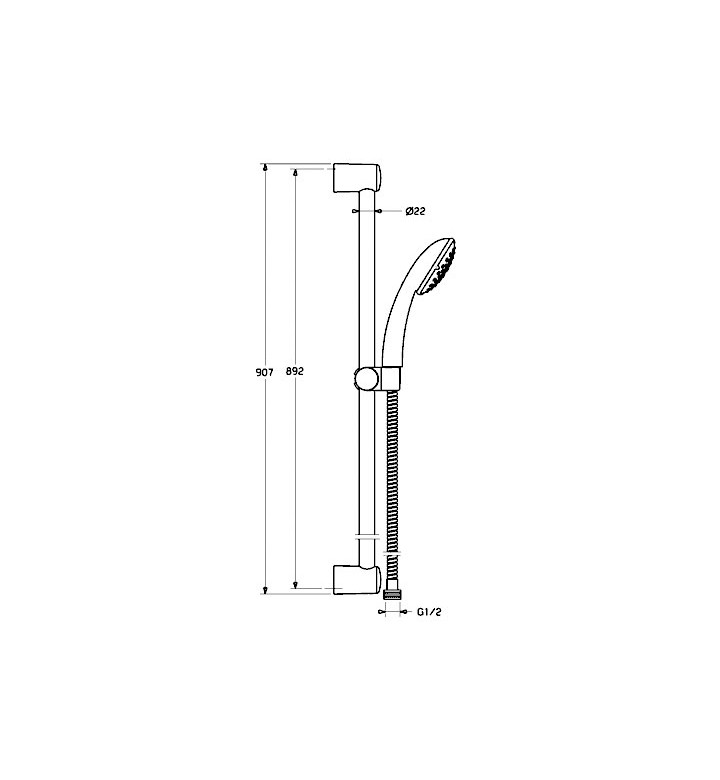 Душ система BASICJET с тръбно окачване и сапуниера H 90 cm