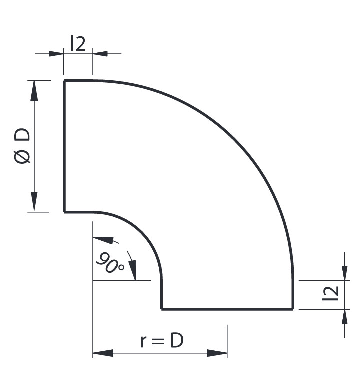 Коляно за въздуховод BD90 ф 100 mm 90°