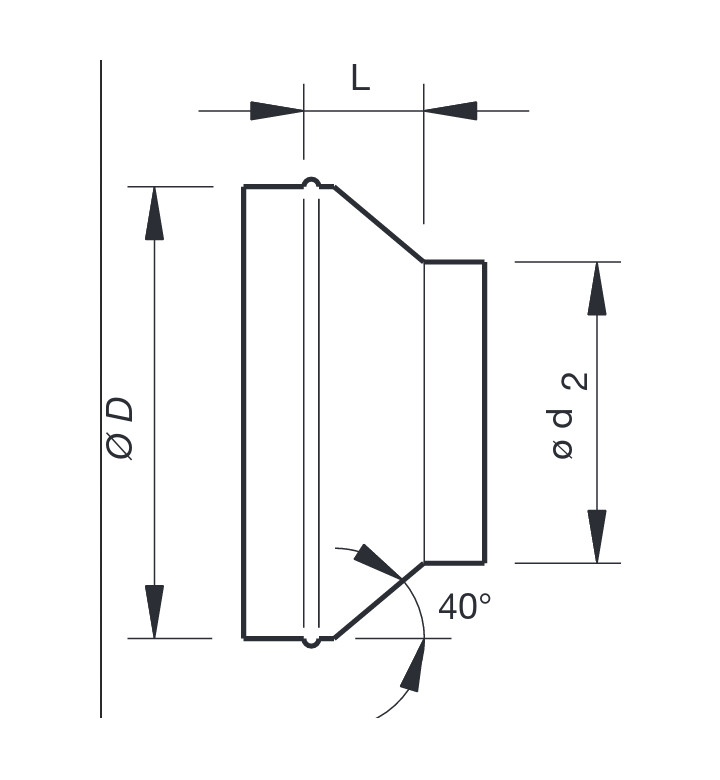 Преход за спироканал RD ф 125 / 100 mm