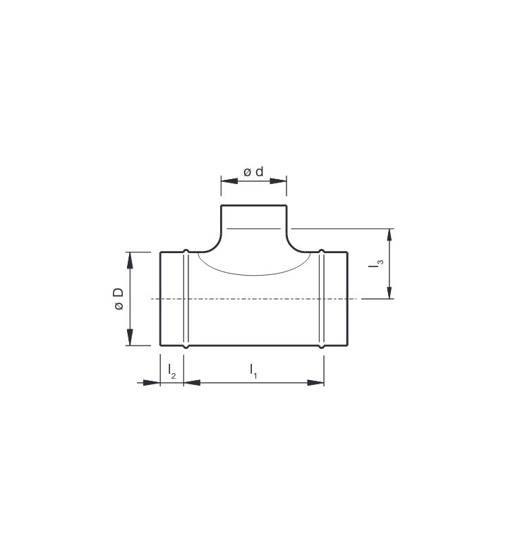 Въздуховод T образен с ф 200 / 200 / 200 mm