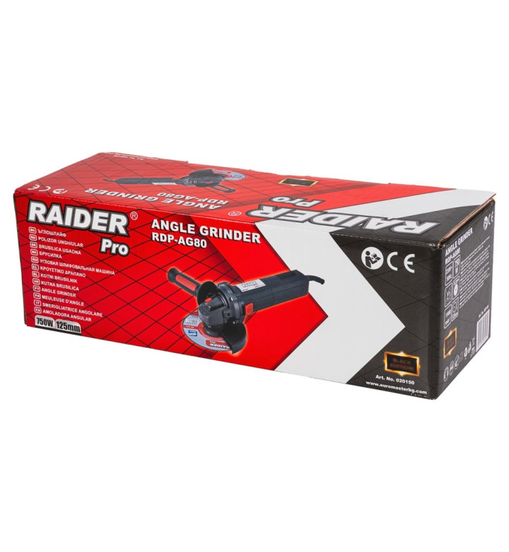 Електрически ъглошлайф Raider RDP-AG80 Black Edition, 750 W, 125 mm