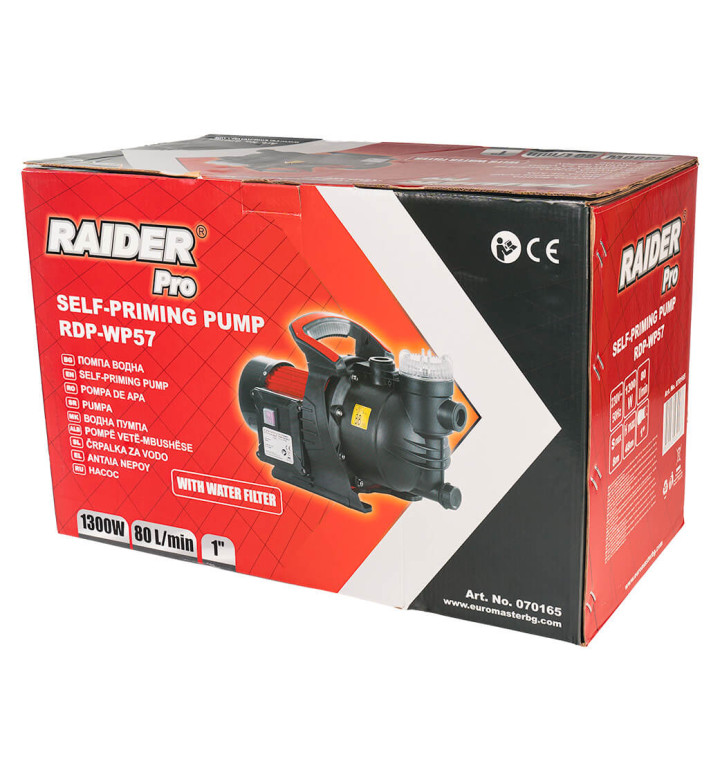 Помпа водна 1300W, 1", 80L/min, 48m, с воден филтър, RDP-WP57