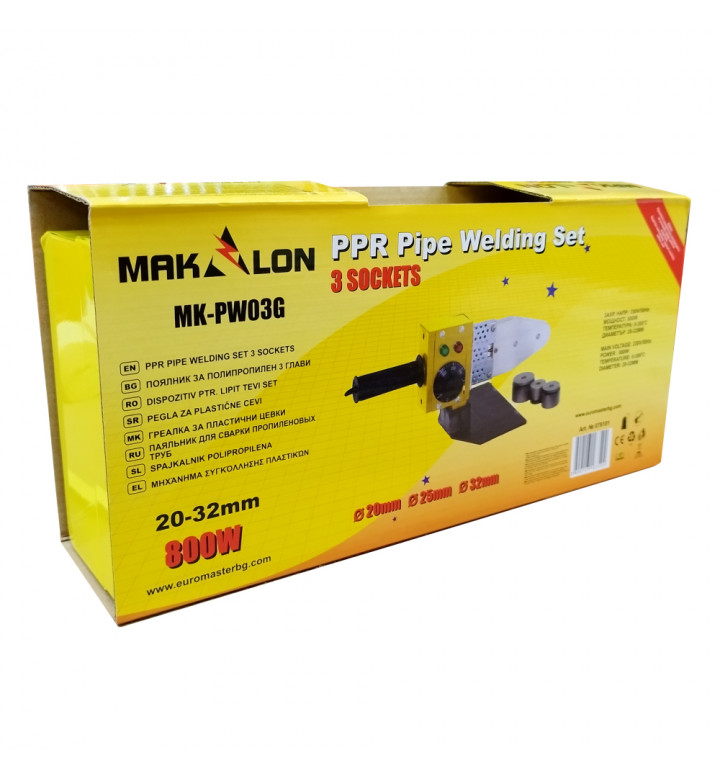 Поялник за PPR тръби MK-PW03, 800W 3 глави, 20 -32 mm