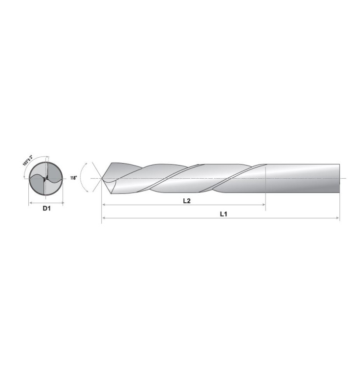 Свредло за метал HSS-Co ф 2.0 mm, L1 49 mm, L2 24 mm, 2 бр.