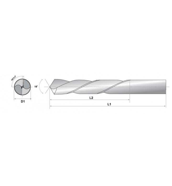 Свредло за метал HSS-Co ф 2.5 mm, L1 57 mm, L2 30 mm, 2 бр.