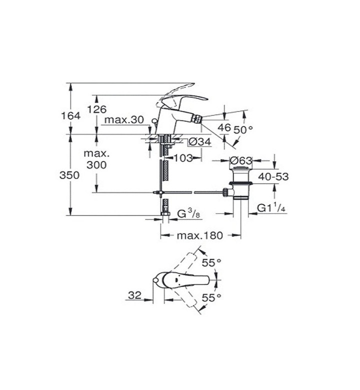 Смесител едноръкохватков за биде, стоящ, 1/2", размер S Eurosmart