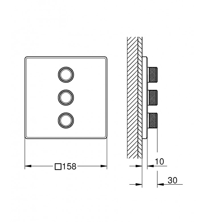 Троен вентил за вграждане, външна част, Grohtherm SmartControl, за душ