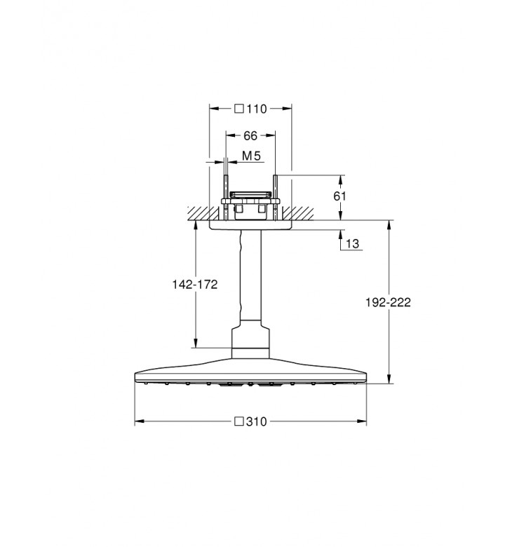 Душ глава с рамо 142 mm, 2 струи SmartActive Cube Rainshower 310