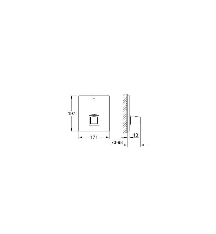 Grohtherm Cube - външна част към тяло за вграждане