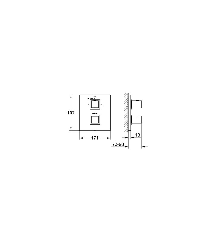 Grohtherm Cube - външна част към тяло за вграждане