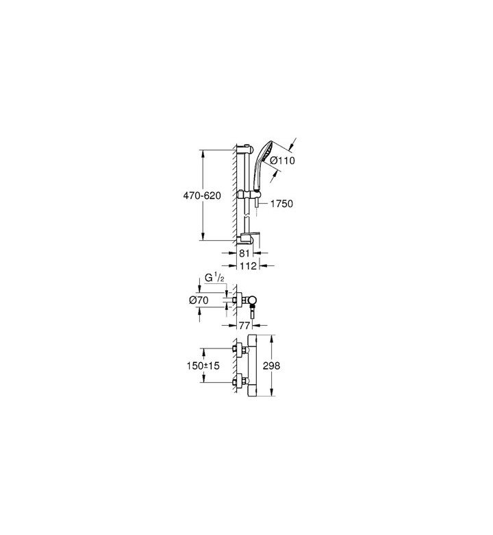 Душ система Grohtherm 1000 Cosmopolitan M с термостатен смесител