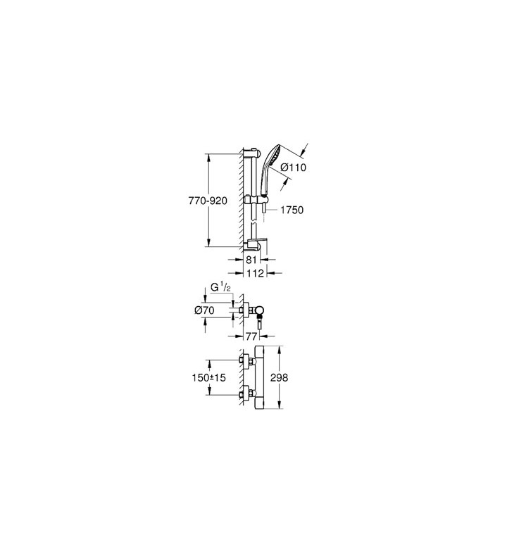 Душ система Grohtherm 1000 Cosmopolitan M с термостатен смесител