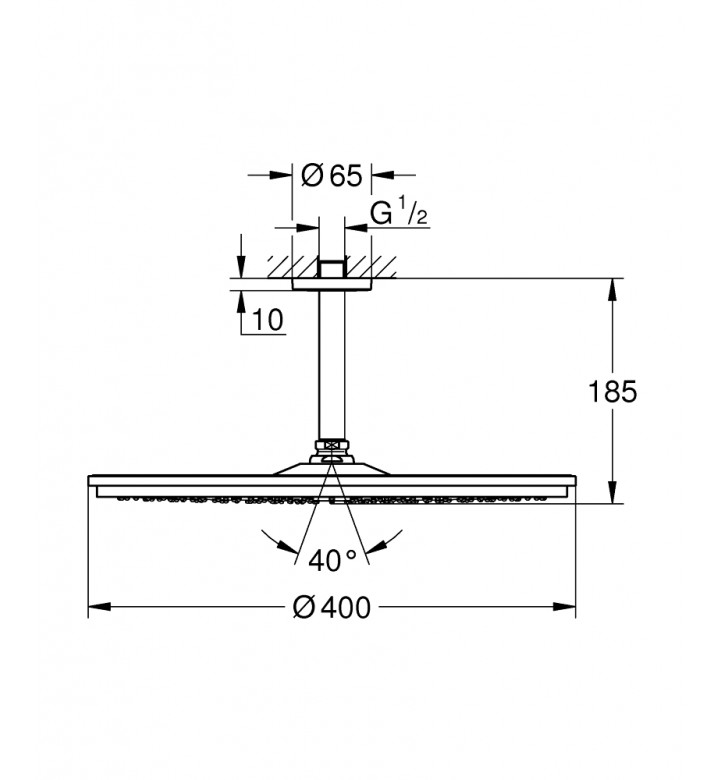 Rainshower Cosmopolitan 400, комплект душ глава с рамо за таван, 142 mm