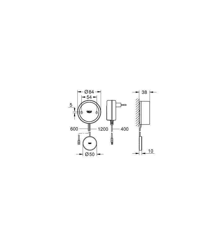 Интелигентен воден сензор GROHE Sense+ с удължителен кабел 1.2 m